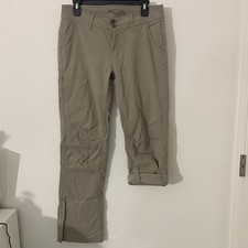 Prana 8 Women  s Halle Nylon Roll Up Pants Khaki Pockets