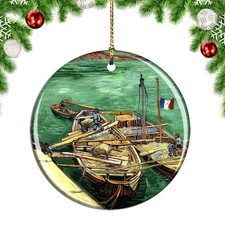 Van Gogh Quay With Men Unloading Sand Ba Christmas ornament city travel souvenir