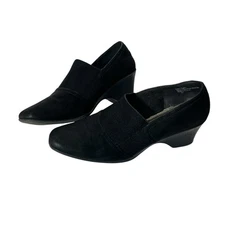 Coach and Four Black Chunky Heel Stretch Vamp Slip On Womens 8 1/2 Shoe