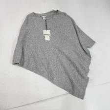 Rachel Zoe Sweater Womens Poncho One Size Gray 100% Cashmere 2-Ply Knit Pullover