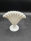 Vintage Hobnail Milk Glass Fan Shaped Vase 1930s - 1940s 4"