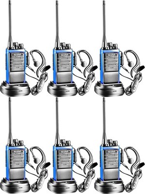 Set of 6 Walkie Talkie Two Way Radio Charge Headset Waterproof With  Earpiece