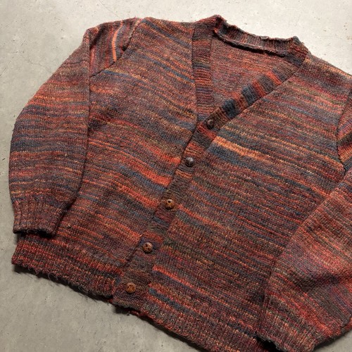 Vintage Hand Knit Multicolor Striped Wool Mohair Cardigan Sweater XL Preppy, Size XL, $58 - Photo 2