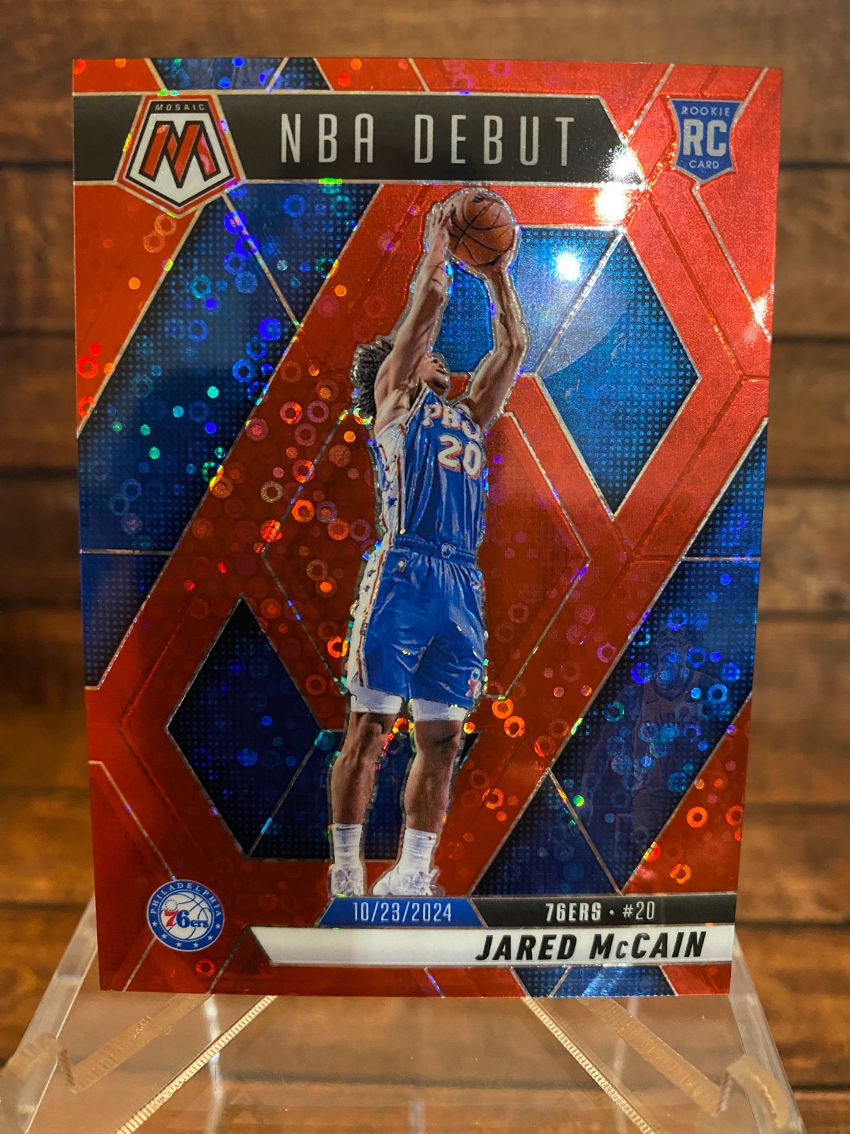 2024-25 Panini Mosaic Fastbreak NBA Debut RC Jared McCain Red Disco /99