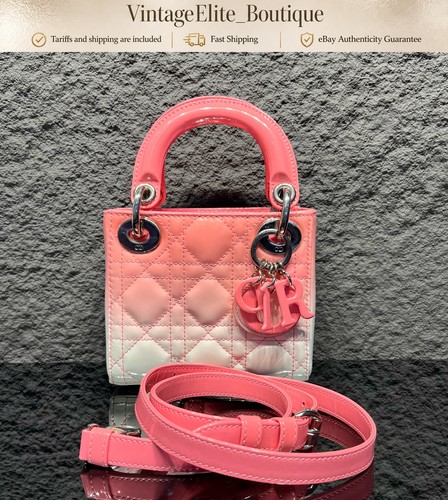 Dior Lady Dior Mini Pink Leather Silver HW Shoulder Bag Preowned Authentic