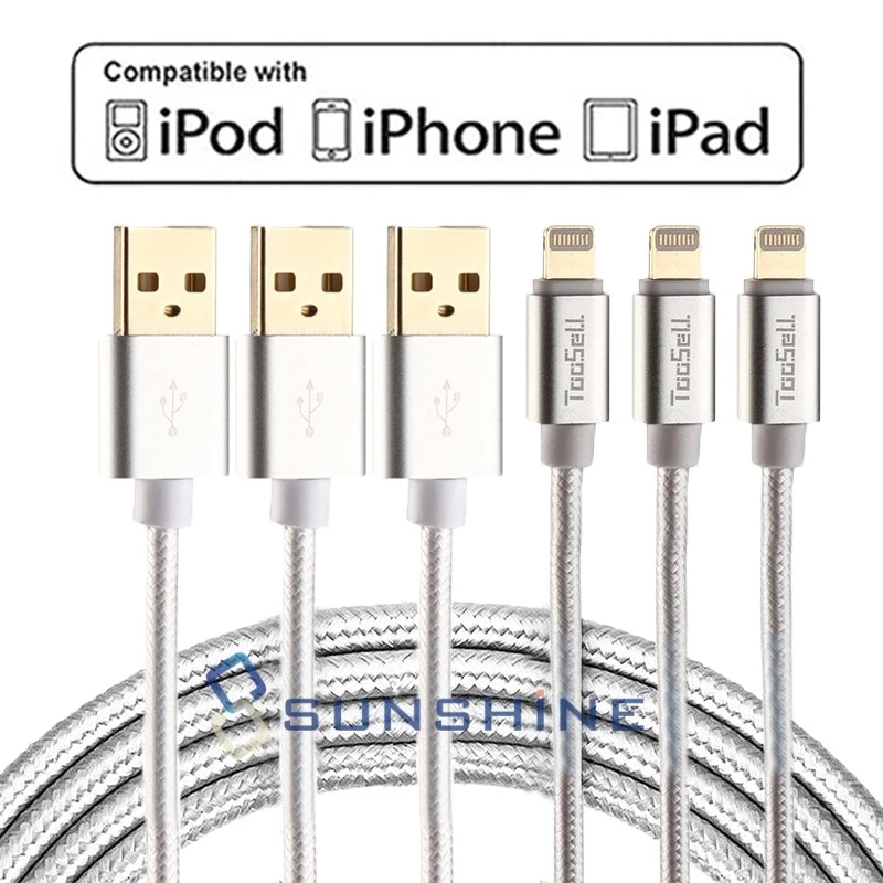 Cabo carregador rápido trançado para iPhone 13 12 11 X XR 8 cabo de carregamento 3 pés 6,5 pés - Imagem 3 de 4