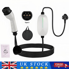 13A EV Charging Cable Type 2 UK Plug 3 Pin Electric Vehicle Car Charger Protable