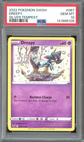 Pokemon TCG SWSH Silver Tempest #087 Dreepy PSA 10 Low Pop Tomokazu Komiya
