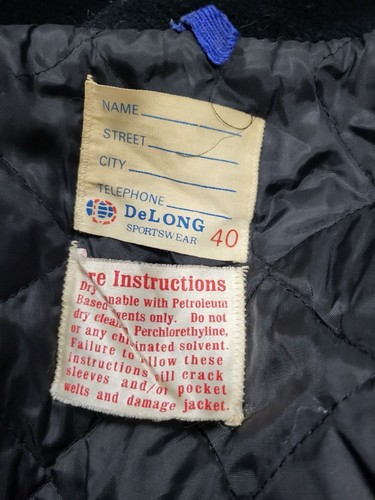 Vintage School Sport team Snap Collard Jacket Size 40 Made In USA DeLong - Picture 3 of 3