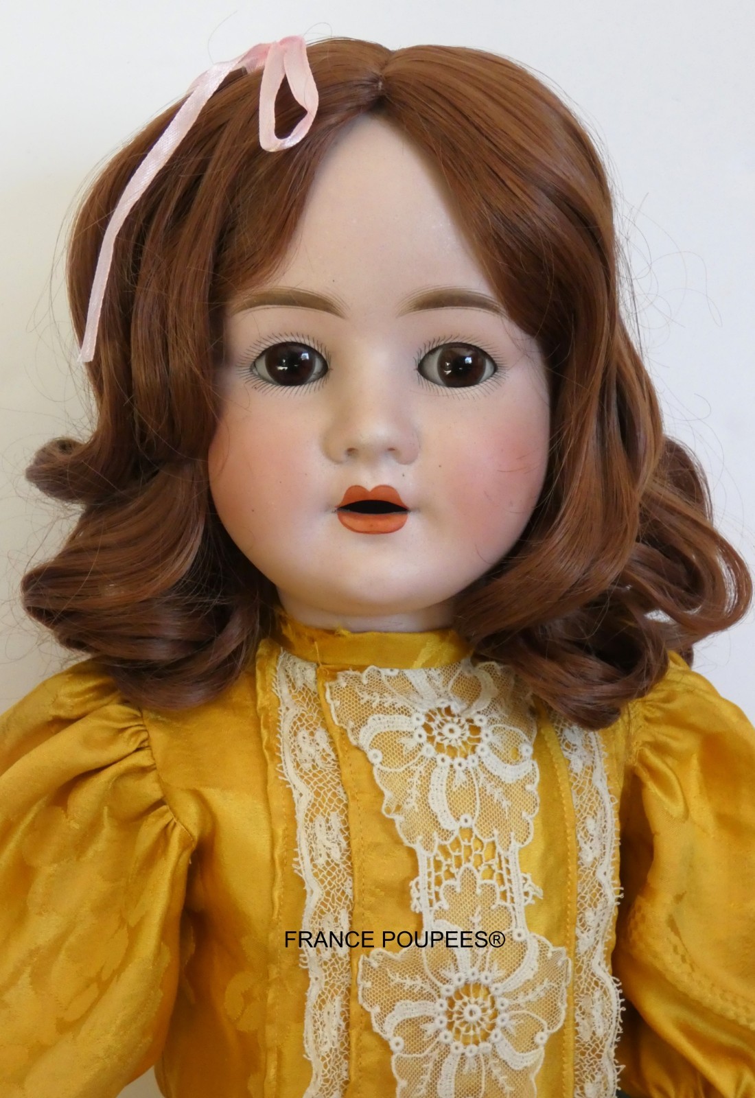 Perruque poupée ancienne XIXème siècle à boucles taille 14-15 pouces