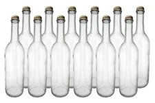 Home Brew Ohio 750ml Clear Screw Cap Wine Bottles w/28mm Gold Metal Screw Caps