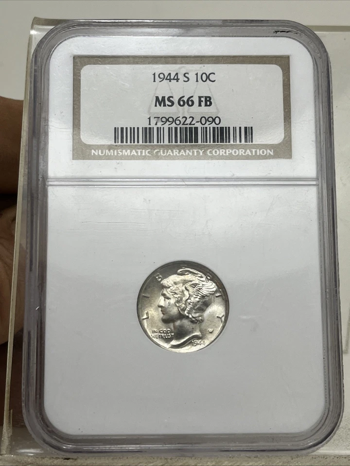 1944 S 10C Mercury Dime NGC MS66FB  * OLD FATTY HOLDER * FULL BANDS SanFransisco - Image 3 of 4