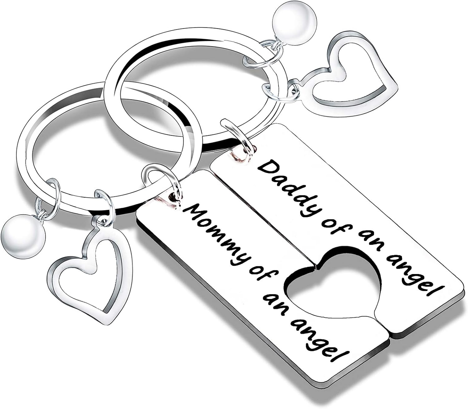 Keyring Mommy & Daddy of an Angel Set 2Pcs Loss Memorial Miscarriage Keepsake