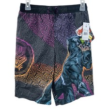 NWT New Marvel Avengers Black Panther Boys Medium Webbing Lined Swimming Trunks