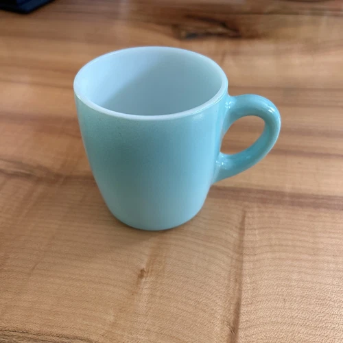 VTG HAZEL ATLAS COFFEE CUP MUG C HANDLE TURQUOISE TEAL AQUA