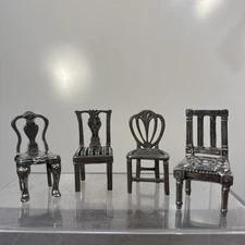 Williamsburg Kirk Stieff Pewter Chairs Place Card Holders Set of 4