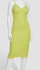 Siena Women's Yellow Mesh Sequins V-Neck Sleeveless A-Line Dress Size: 6