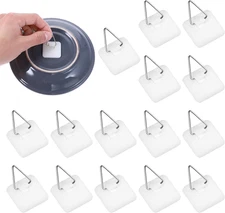 15 Pcs Adhesive Wall Plate Hangers Hooks No Nails Picture Frame Holder Invisible