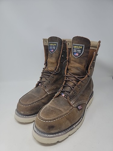 CAROLINA FERRIC USA 8" STEEL TOE WORK BOOT BROWN Mens Size 12 2E Union Made - Picture 1 of 13
