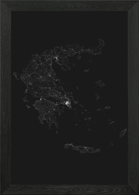 Straßen Griechenlands Karte gerahmt Wandbild Poster Leinwanddruck Bild