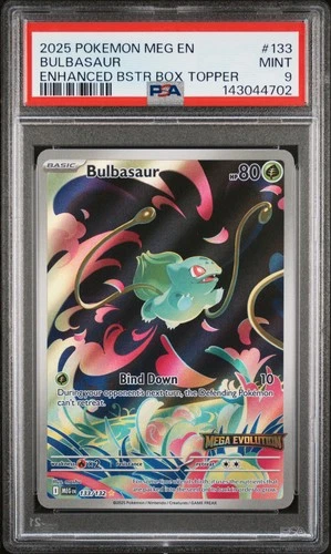 2025 POKEMON MEG EN-MEGA EVOLUTION ENHANCED BOOSTER BOX TOPPER BULBASAUR PSA 9