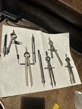 Set Lot Of 7 VINTAGE STAEDTLER & USA  DRAFTING COMPASS -GERMANY Vintage