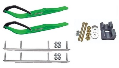 C&A Pro Green Razor Snowmobile Skis w/ 9'' Shaper Bars Complete Kit ARCA 2009