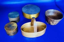 Selection of Miniature Shaker Boxes Pantry Boxes Burl Bowl