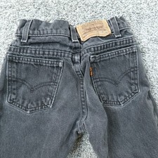 VTG Levis Jeans Boys 7 Dark Black Denim Pants 550 Relaxed Fit Orange Tab 90s Y2K
