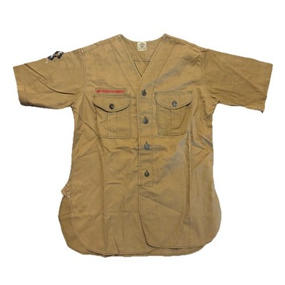 VTG 1950s 1960s Boy Scouts Shirt Tan Patched BSA 1950 National Jamboree Patch
