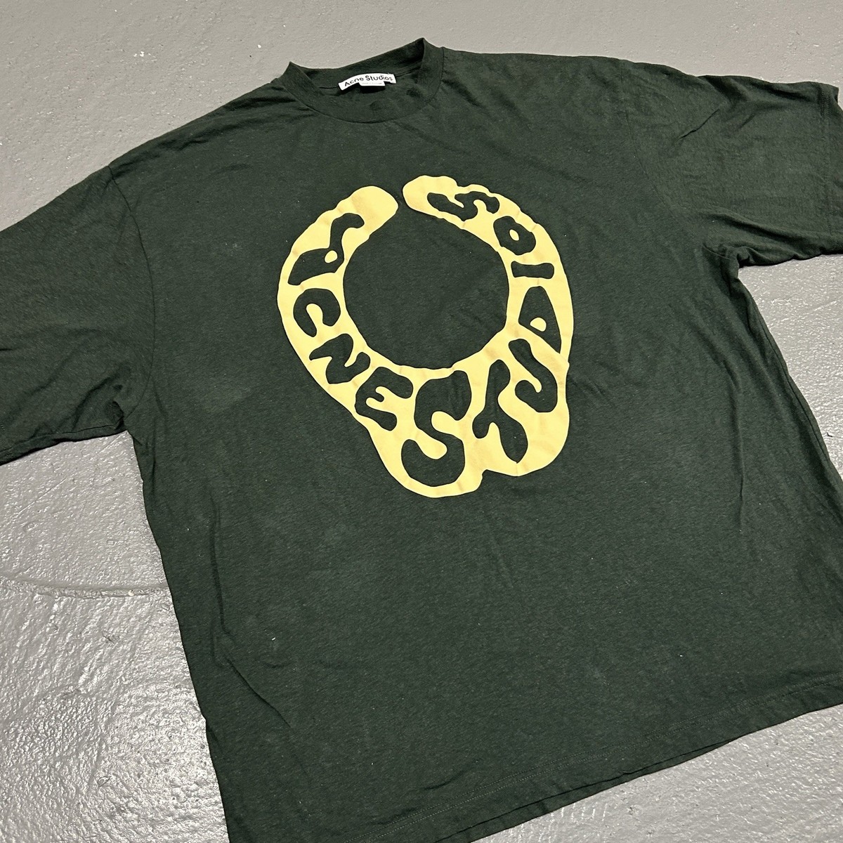 AUTHENTIC Acne Studios Edlund Logo Green T-Shirt Size Large