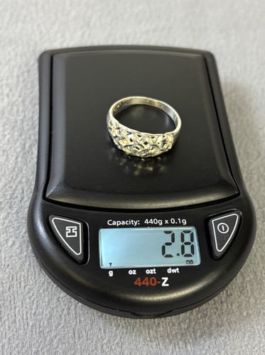 Vintage diamond cut sterling silver ring band size 8.5 - Picture 2 of 5