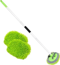 62” Long Handle Car Wash Brush | Scratch-Free Microfiber Chenille Cleaner for Ca