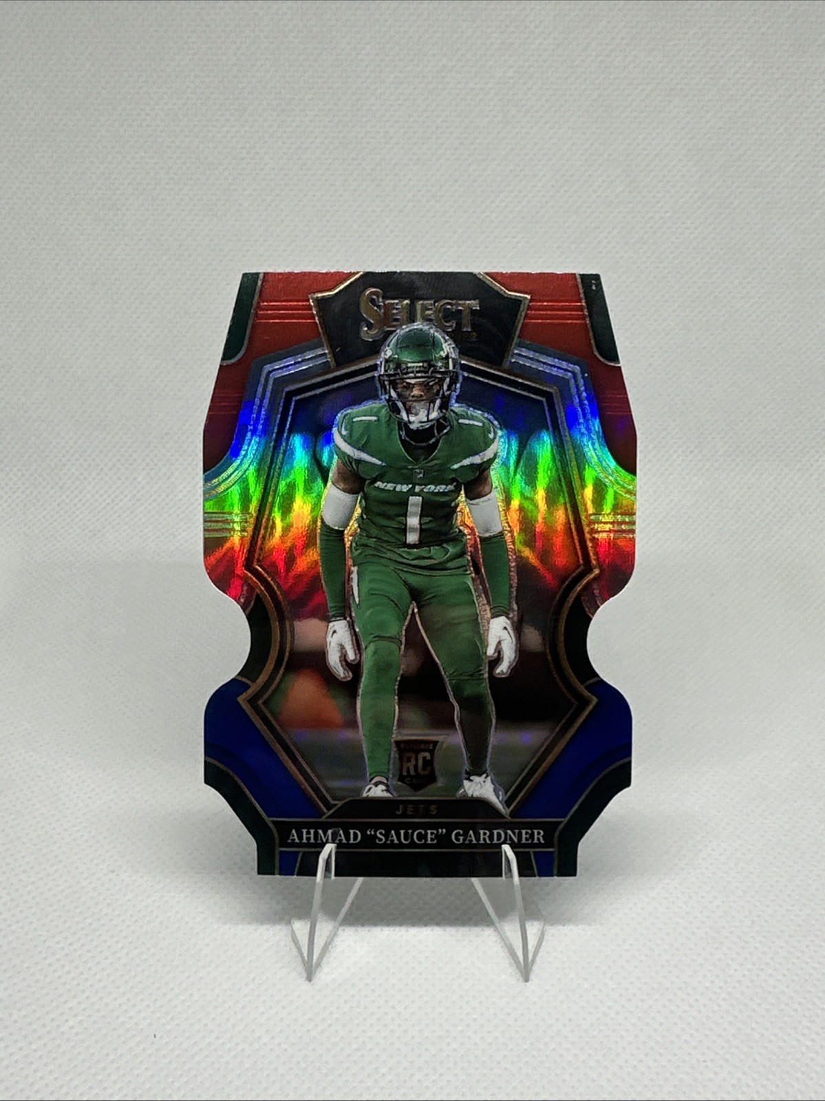 2022 Panini Select- Premier Level Ahmad Gardner #177 Red & Blue Prizm Die-Cut RC