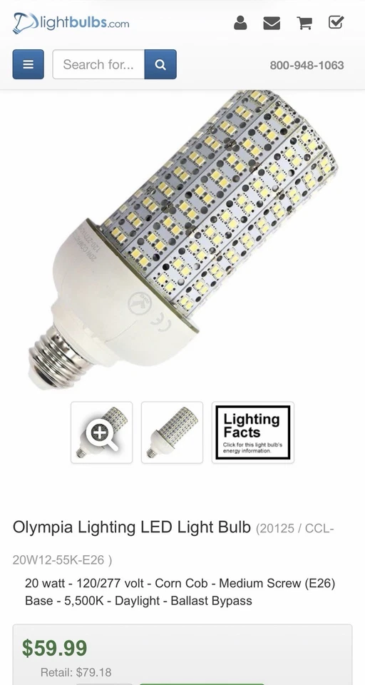 Olympia LED 18W Slim Cluster LED Bulb E26 SCL-18W12-40K-E26 - Image 4 of 4