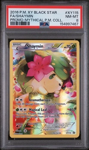 2016 POKEMON XY BLACK STAR PROMO XY115 FA/SHAYMIN MYTHICAL POKEMON COLL PSA 8