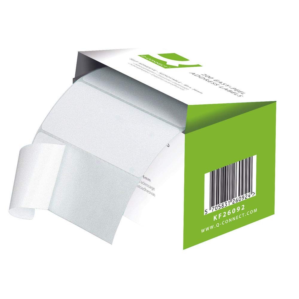 Q-Connect Address Label Roll Repositionable Self 200 Count (Pack of 1), White