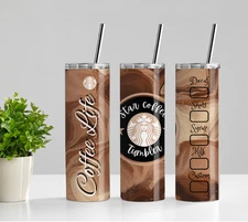 Coffee Life Skinny 20oz Tumbler W/ Lid & Straw