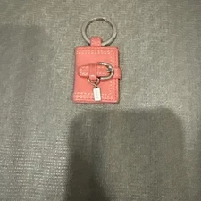 Coach Pink Signature Mini Keychain Vintage, Picture Frame Photo Holder Charm