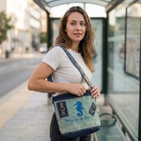 Sunsa Damen Canvas Taschen Maritim Blau UmhäNgetasche Schultertasche Seepferd