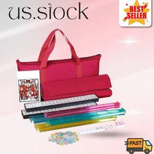 Classic Mahjong Set (166 Tiles) w/ 4-Color Rack/Pushers & Red Soft Bag