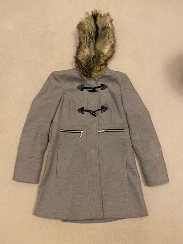 Miss Selfridge Fur-Lined Winter / Spring Coat Grey U.K. size 10