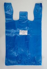500 Qty. Blue Grocery Plastic T-Shirt Bags w/ Handles Supermarket Retail
