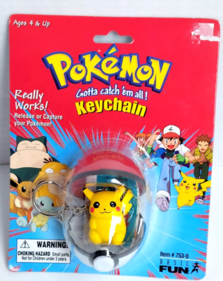 1999 NEW SEALED Pokemon Pokeball Keychain #25 Pikachu Basic fun Gotta Catch em