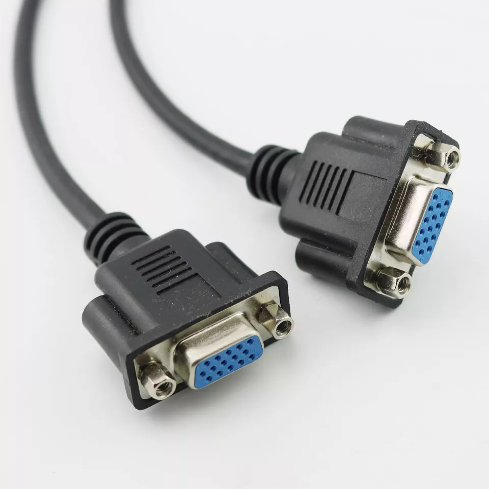 1x VGA 15 Pin Female to Female Plug Computer Monitor Cable Wire Cord 1FT Black - Image 2 of 4