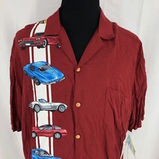 Vintage PARADISE FOUND Hawaiian Shirt GM Chevrolet CORVETTE Panel XXL USA NOS