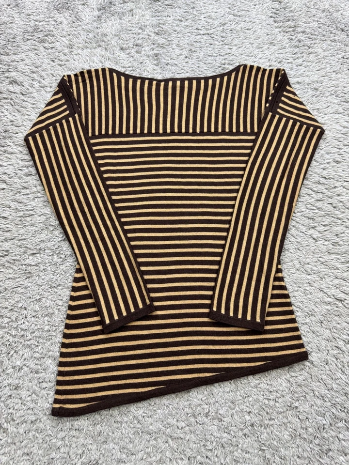 Свитер женский Antonio Melani XS Camel коричневый в полоску асимметричная шерсть мериноса новый с Ярлыками - Изображение 2 из 4