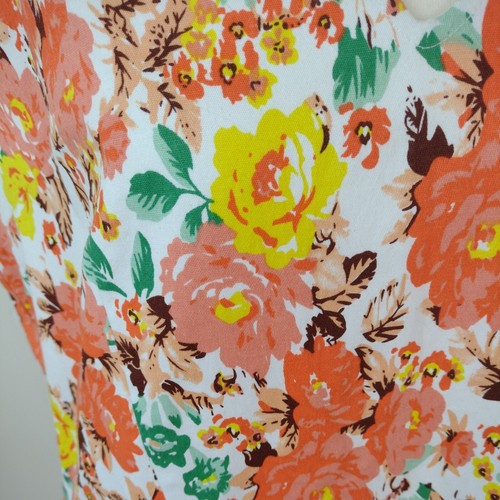Vintage 50's Style Handmade UK 22-24 Floral Tea Dress Orange White Cottagecore - Picture 5 of 11