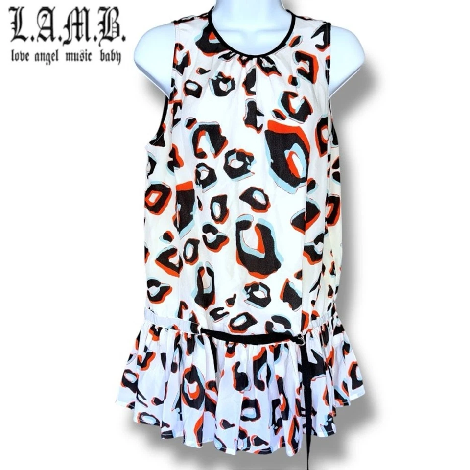 Blusa Regata L.A.M.B 100% Seda Cinto Peplum Leopardo Gwen Stefani ENCONTRADO RARO | 6 - Imagem 2 de 4