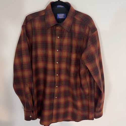 Pendleton 100 Virgin Wool Shirt Brown Tan RN 29685 Men's Size Large eBay